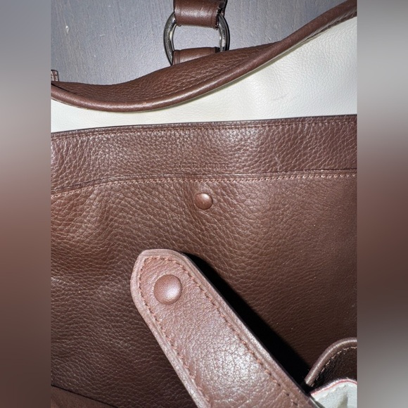 RALPH LAUREN Collection Italy Brown Leather Silver Lock Tote Shoulder Hand Bag - Picture 10 of 14